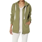 Women's PLUS Essential Full Zip Cotton Fleece Hoodie Sweatshirt Relaxed Track Jacket