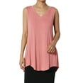 thumbnail image 1 of Women's PLUS Essentials Luxe Jersey Tunic V-Neck Relaxed Fit Sleeveless Top, 1 of 7