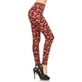 thumbnail image 1 of Women's PLUS Rugby Ball Pattern Printed Leggings - Black Red Football, 1 of 3
