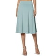thumbnail image 1 of Women's PLUS Simple Foldover Stretch A-Line Flared Knee Length Skirt Comfy Stylish, 1 of 7
