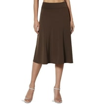 Women's PLUS Simple Foldover Stretch A-Line Flared Knee Length Skirt Comfy Stylish