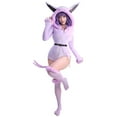 thumbnail image 1 of Women's PM Derivative Fluffy Bodycon Romper Pajama Halloween Furry Bodysuit Long Sleeve Hooded Jumpsuit with Tail Belt and Socks, 1 of 10