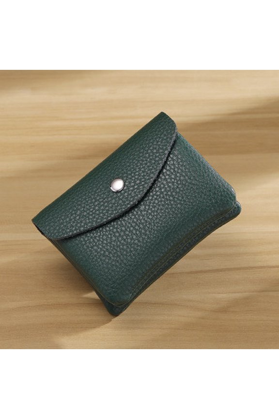 Women's PU Coin Purse Small Zipper Wallet Card Holder with Snap Flap, 4.72 x 1.57 x 3.15 in