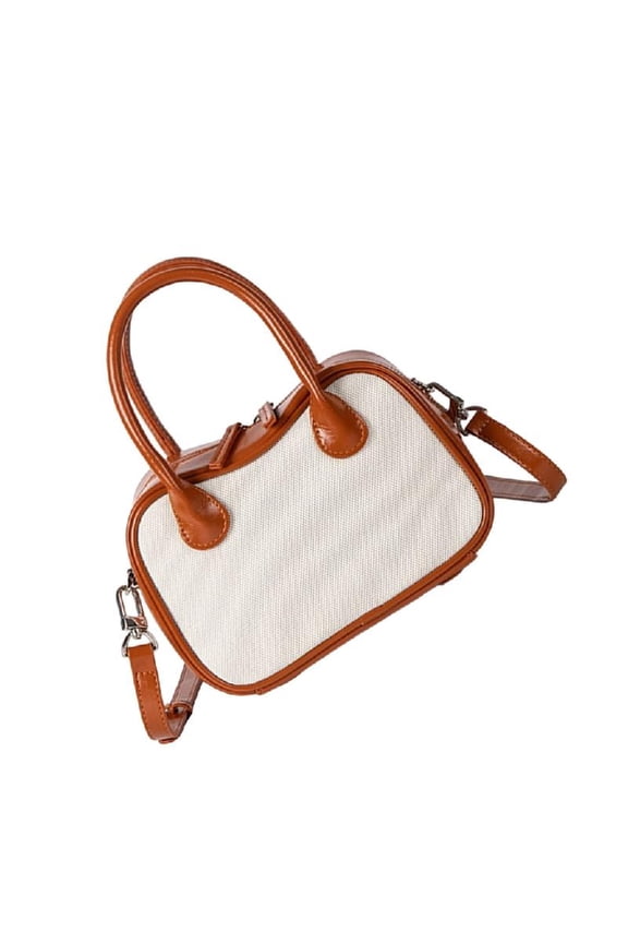 Women's PU Leather Bowling Bag Stylish Crossbody Bags with Adjustable Strap Satchel Purs for Shopping and Travel