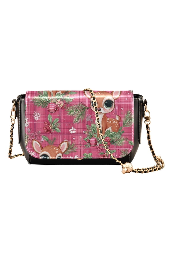 Women's PU Leather Crossbody Bag with Chain Strap Cute Adorable Baby Deer