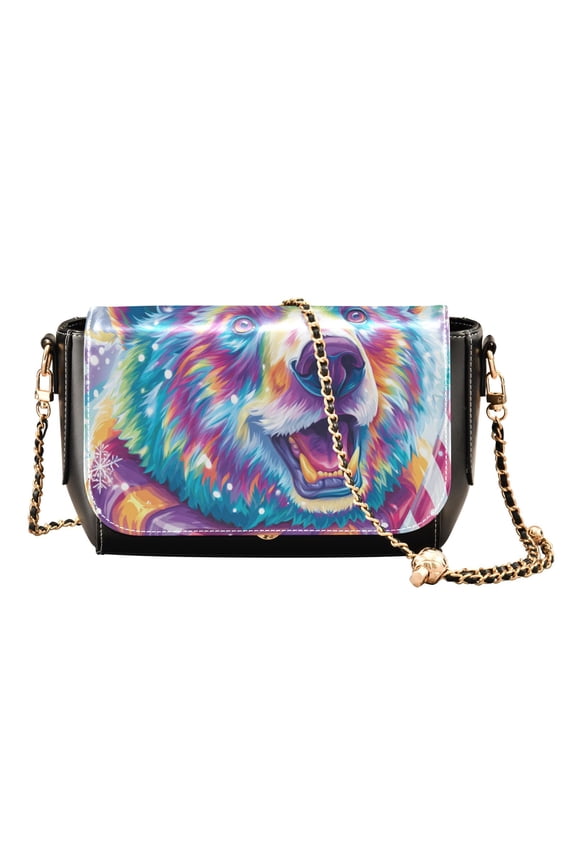 Women's PU Leather Crossbody Bag with Chain Strap Cute Smiling Polar Bear