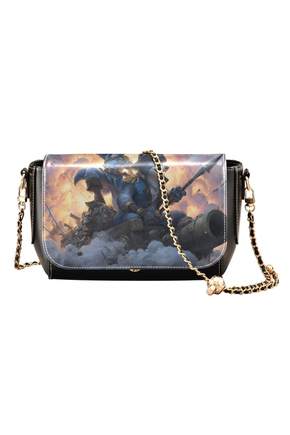 Women's PU Leather Crossbody Bag with Chain Strap Fox Pirate