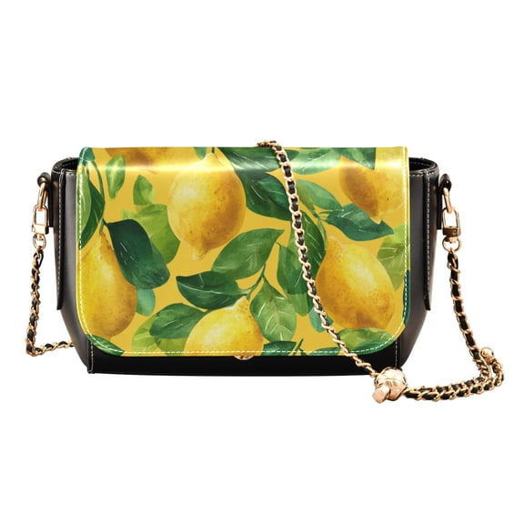 Women's PU Leather Crossbody Bag with Chain Strap Refreshing Lemons