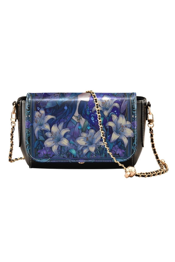 Women's PU Leather Crossbody Bag with Chain Strap Violet Princess