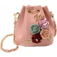 thumbnail image 1 of Women's PU Leather Flower Drawstring Bucket Bag Crossbody Bag Shoulder Bag Purse, 1 of 2
