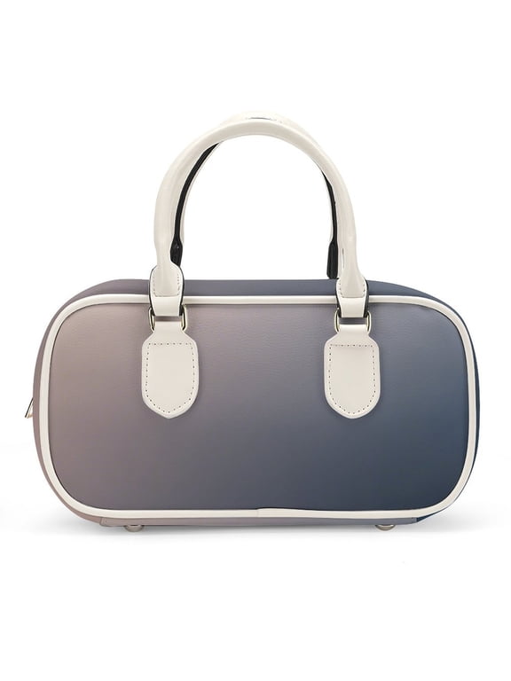 Women’s PU Leather Handbag, Structured Top Handle Bag with Zipper Closure, Fashion Casual Tote Purse, Gradient Blue