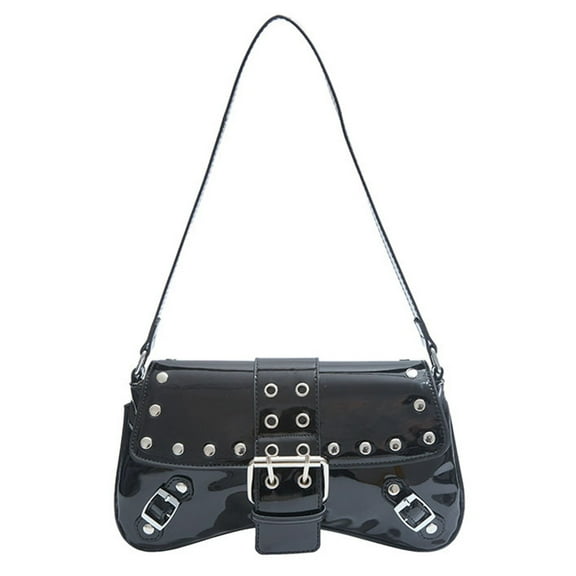 Women's PU Leather Handbag with Studs Retro 90s Styles Shoulder Bag Casual Armpit Purse Fashion Top Handle Bags