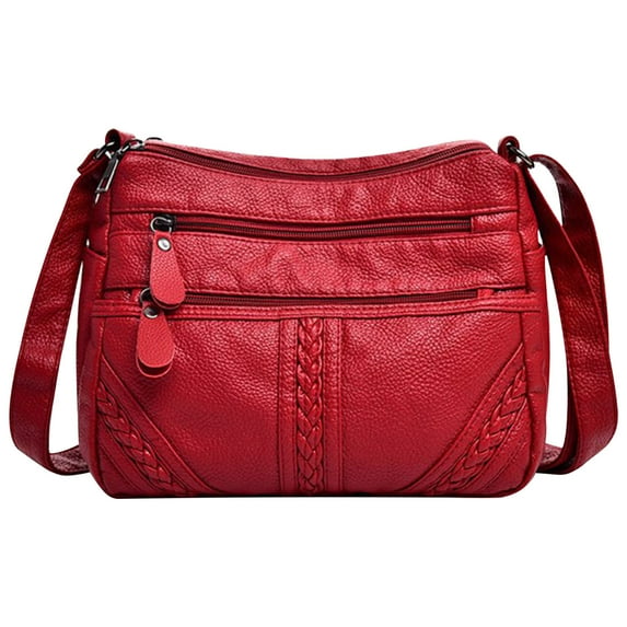 Women's PU Leather Shoulder Bag, Crossbody Purse & Satchel Handbag, Medium Size with Multiple Zipper Pockets, Lightweight Everyday Pocketbook