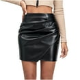 thumbnail image 1 of Women's PU Leather Skirt with Slit High Waisted Fitted Short Mini Skirt Bodycon Pencil Skirts for Night Club (Small, Black 01), 1 of 5