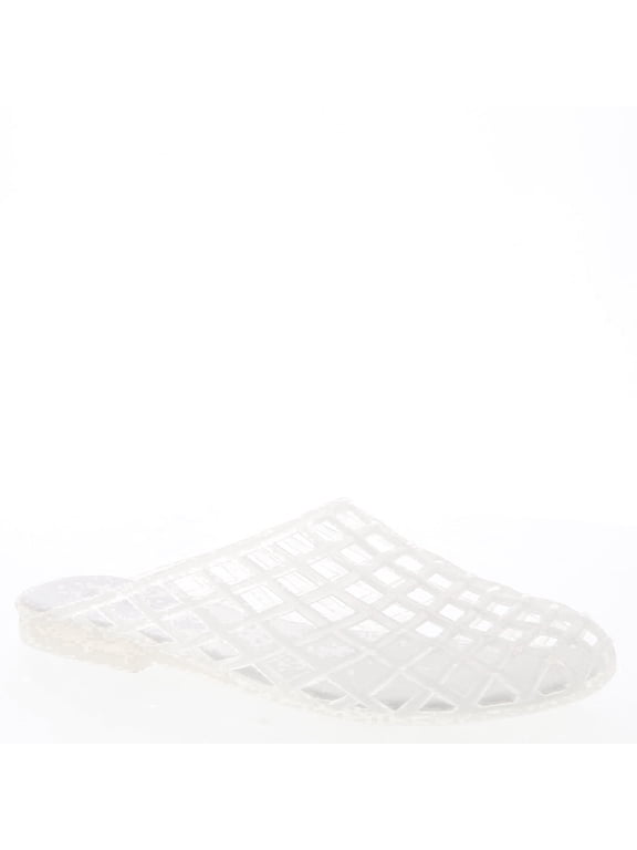 Women's PVC Jelly Mule Sandals Woven Slip On Waterproof Summer Beach Shoes