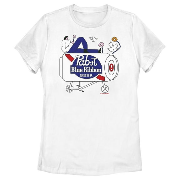 Women's Pabst Beer Ride  Graphic Tee White 2X Large