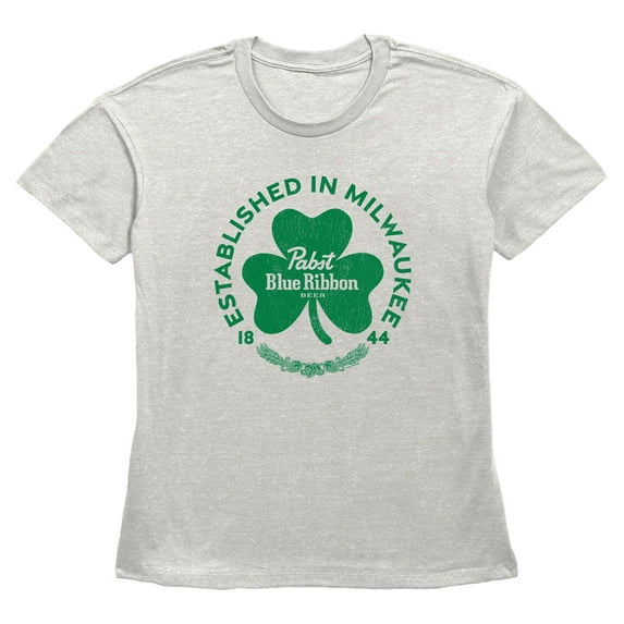 Women's Pabst Blue Ribbon Shamrock Established in Milwaukee Graphic T-Shirt