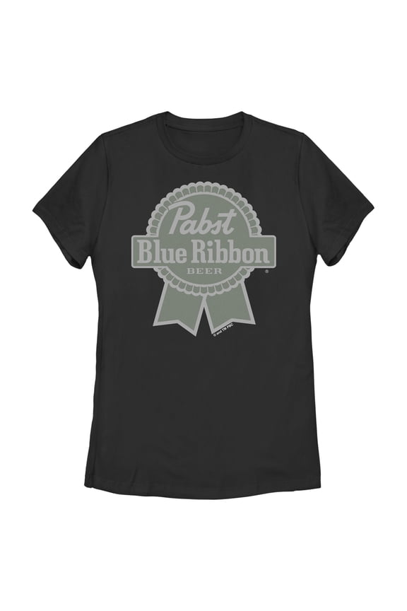 Women's Pabst Colorblind Ribbon Logo Graphic Tee Black Medium