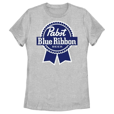 Women's Pabst Dark Blue Ribbon Logo  Graphic Tee Athletic Heather Large