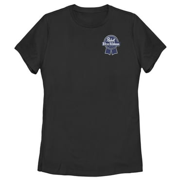 Women's Pabst Pocket Blue Ribbon Logo  Graphic Tee Black Medium