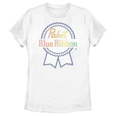 Women's Pabst Rainbow Blue Ribbon Logo  Graphic Tee White Small