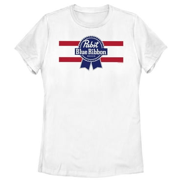 Women's Pabst Red Stripe Blue Ribbon  Graphic Tee White Small