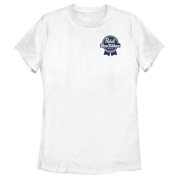 Women's Pabst Small Pocket Blue Ribbon Logo  Graphic Tee