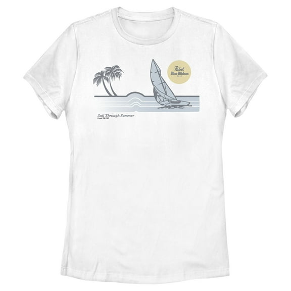 Women's Pabst Summer Blue Ribbon  Graphic Tee White 2X Large