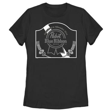 Women's Pabst Vintage Sign Black and White Logo  Graphic Tee Black Medium