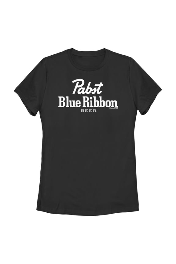 Women's Pabst White Beer Logo Graphic Tee Black Small