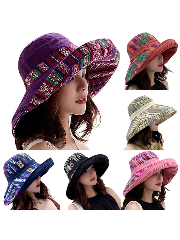 Women's Packable Foldable Bucket Hat UV Sun Protection Wide Brim Summer Beach Cap