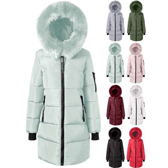 Women's Packable Lightweight Full-Zip Puffer Coat,Detachable Big Hood Collar Zip Up Quilted Parka,Windproof Warm Thick Cold Weather Jacket with Multi Pockets and Rib Cuffs