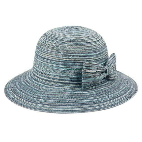 Women's Packable Poly Braid Bucket Sun Hat with Bow