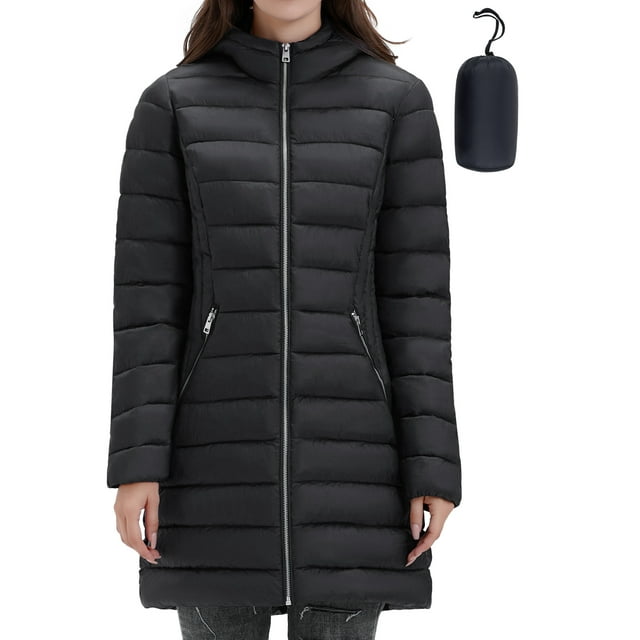 Women's Packable Puffer Coat Lightweight Puffer Coat Hooded Long