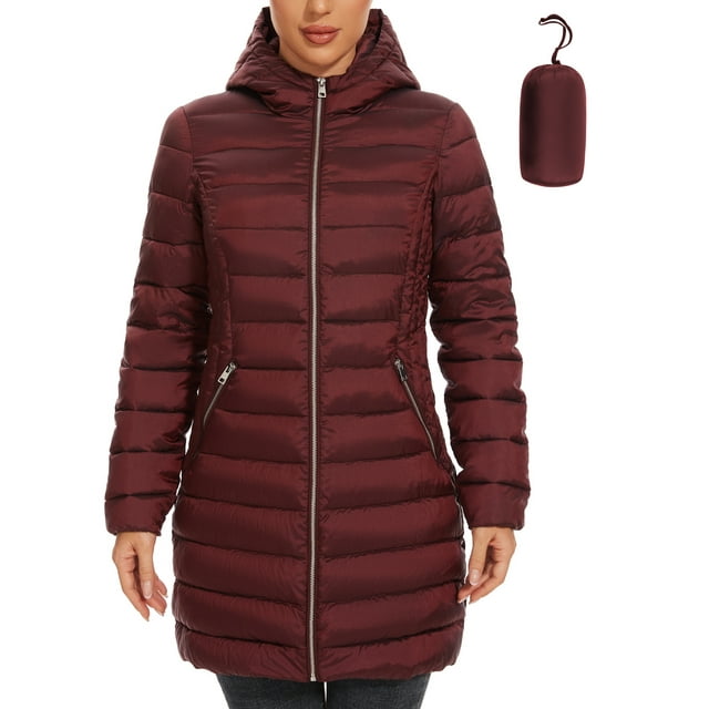 Women's Packable Puffer Coat Lightweight Puffer Coat Hooded Long