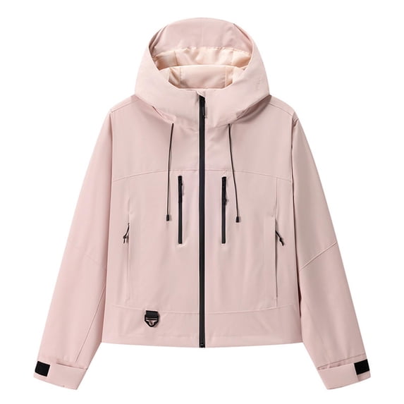 Women's Packable Rain Jacket With Hood Women Breathable Lightweight Hooded Outdoor Jacket Women'S Solid Color Detachable Cap Breathable Thin Sunscreen Coat Jacket