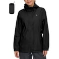 thumbnail image 1 of Women's Packable Rain Jacket Windbreaker Waterproof Lightweight Rain Coat with Hood for Golf Cycling Hiking Black XS, 1 of 7