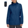 thumbnail image 1 of Women's Packable Rain Jacket Windbreaker Waterproof Lightweight Rain Coat with Hood for Golf Cycling Hiking Classic Blue XS, 1 of 7