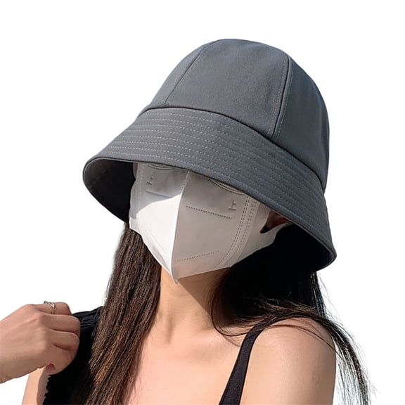 Women's Packable Reversible Solid Color Bucket Hat UV Sun Protection Wide Brim Summer Beach Cap