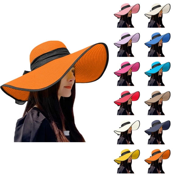 Women's Packable UV Protection Straw Sun Hat – Wide Brim Beach Hat for Outdoor Fun, Hiking, Vacation & Travel, Comfortable & Stylish for Full Sun Coverage