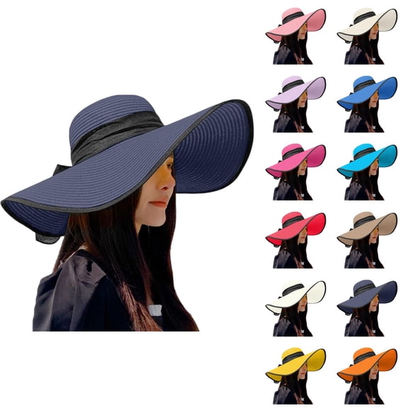 Women's Packable UV Protection Straw Sun Hat – Wide Brim Beach Hat for Outdoor Fun, Hiking, Vacation & Travel, Comfortable & Stylish for Full Sun Coverage