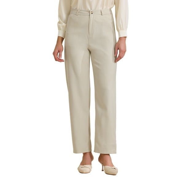 INSPIRE CHIC Women's Packets High Waisted Work Office Formal Casual Long Pants 2XL Beige