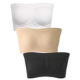 thumbnail image 1 of Women's Padded Bandeau Bra Strapless Basic Layer Tube Top Plus Size 1-3 Packs, 1 of 7
