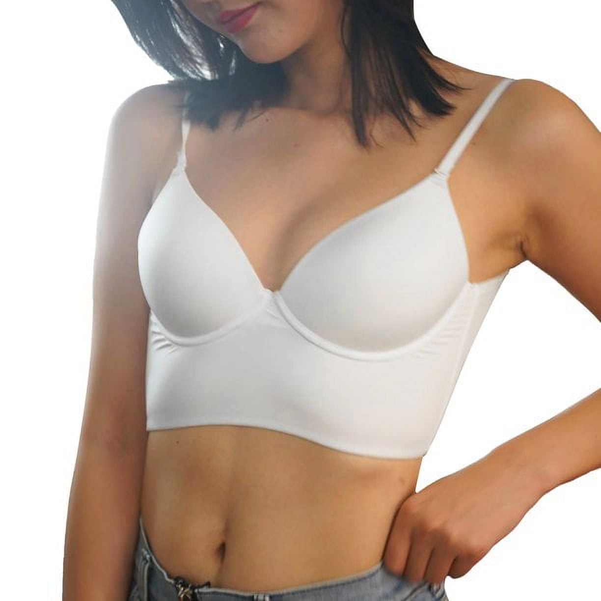 TQWQT Women's Plus Size Bras Longline Push Up Bra Bustier Bra Seamless  T-Shirt Bra Gray 38E