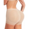 thumbnail image 1 of Women's Padded Butt Lifter Shaping Panties, Seamless Tummy Control Lace Boyshorts with Removable Pads Apricot, 1 of 7