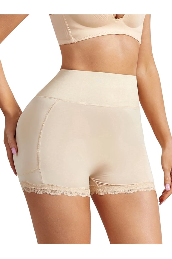Women's High Waist Butt Lifter Shapewear Shorts, Seamless Tummy Control Lace Hip Enhancer Shaper with Removable Hip Pads