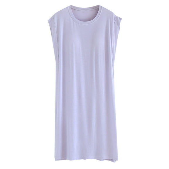 Women's Padded Pajamas Sleeveless Pajamas Solid Color Mid Length Home Clothing