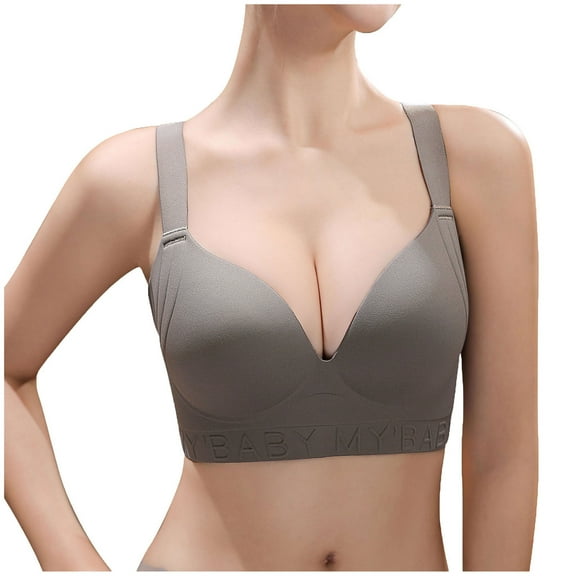 Women's Padded Seamless Bralette Wireless V Neck Push Up Bra Lift Support No Underwire Everyday Bra