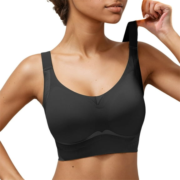 Women's Padded Sexy Seamless Stretch Sleep Sports Bra Comfort Compression, Full Support