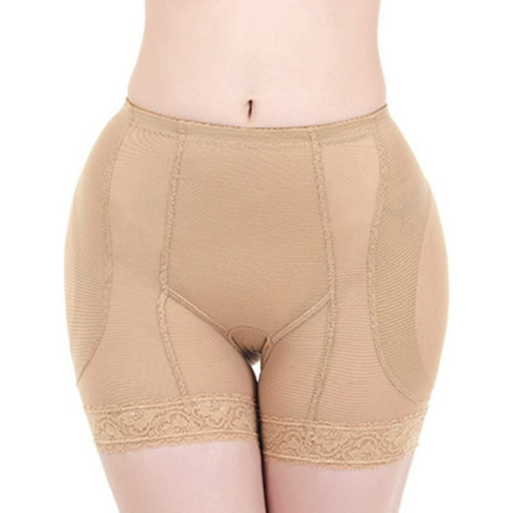 Women's Padded Shapewear Shorts Hip Padding Lifter Panties Mesh Body Shaper Shorts Shapewear(BEIGE 2XL)